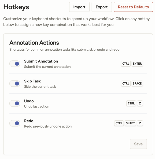 Screenshot of customized key